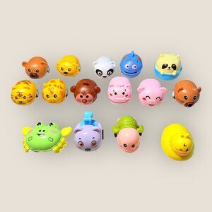 Lot Of 15 Animal Pull Back Toys Panda Lion Monkey Pig Crab Duck Turtle More